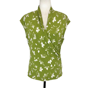RW&Co green floral crossover top